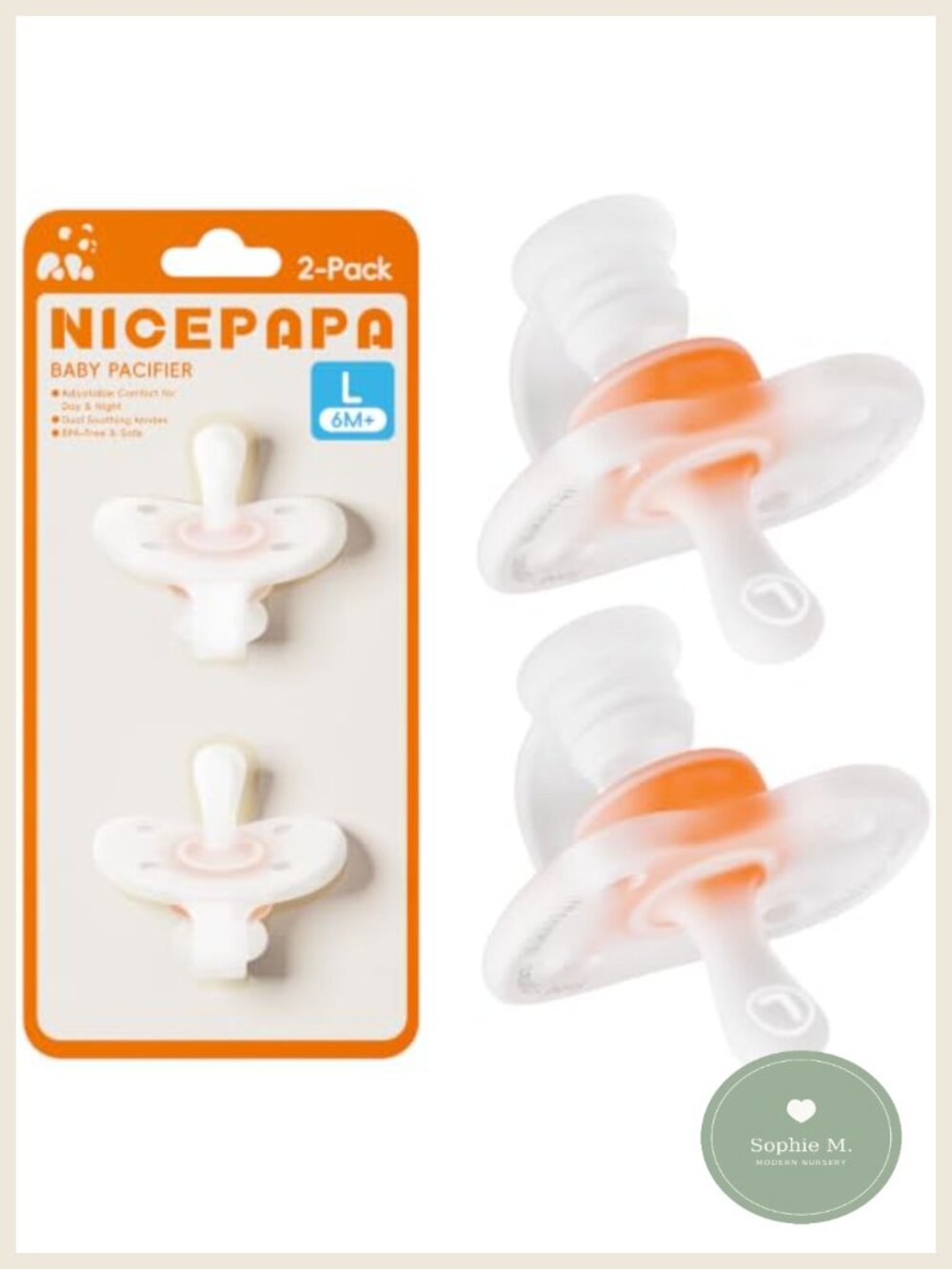3-in-1 Breast-Like Silicone Pacifiers 2-Pack 6+ Months Baby BPA-Free